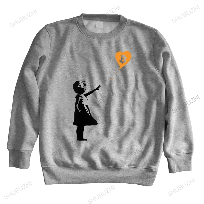

Gorgeous Balloon Girl sweatshirts Men Cotton hoody Print Banksy Loves Bitcoin sweatshirt Tops Fashion Streetwear casual hoodie