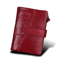 red women wallet genuine leather small luxury brand rfid wallet women short coin purse card holder crazy horse black men wallet