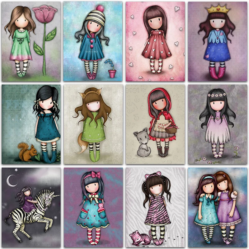 

ZOOYA Diamond Painting Cartoon Girl Full Square&Round Diamond Embroidery Princess Cross Stitch Diamond Mosaic Paint Home Decor