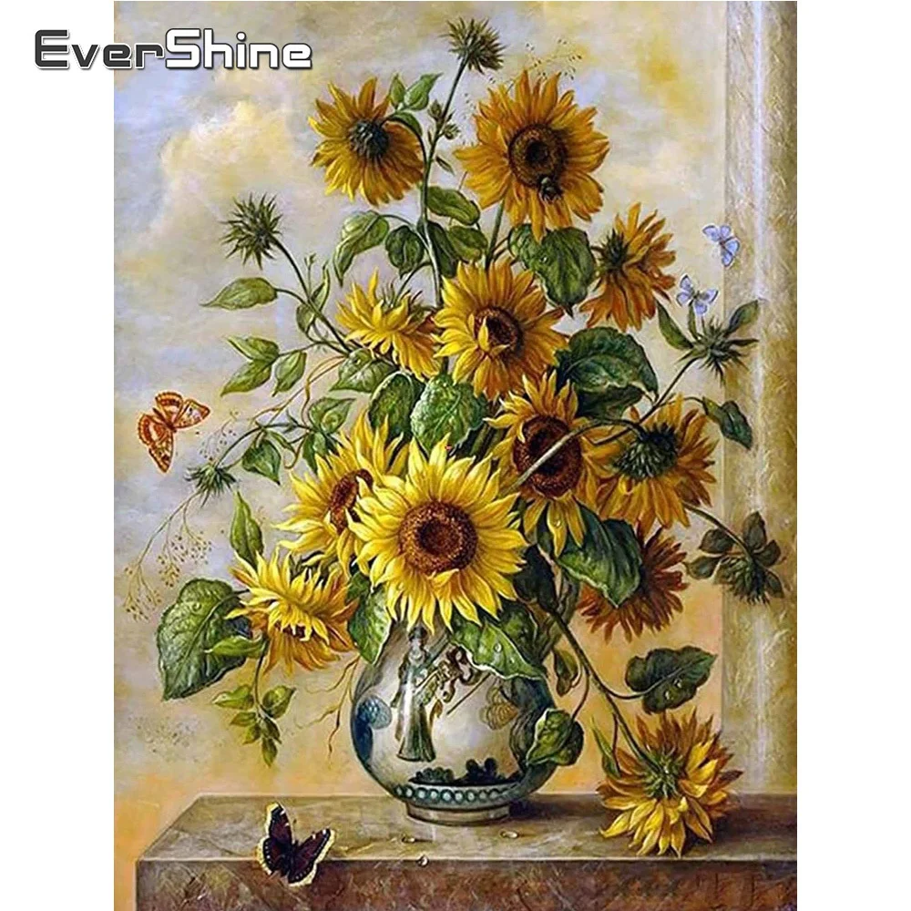 

Картина из бисера для рукоделия, Алмазная мозаика, цветы, с подсолнухами