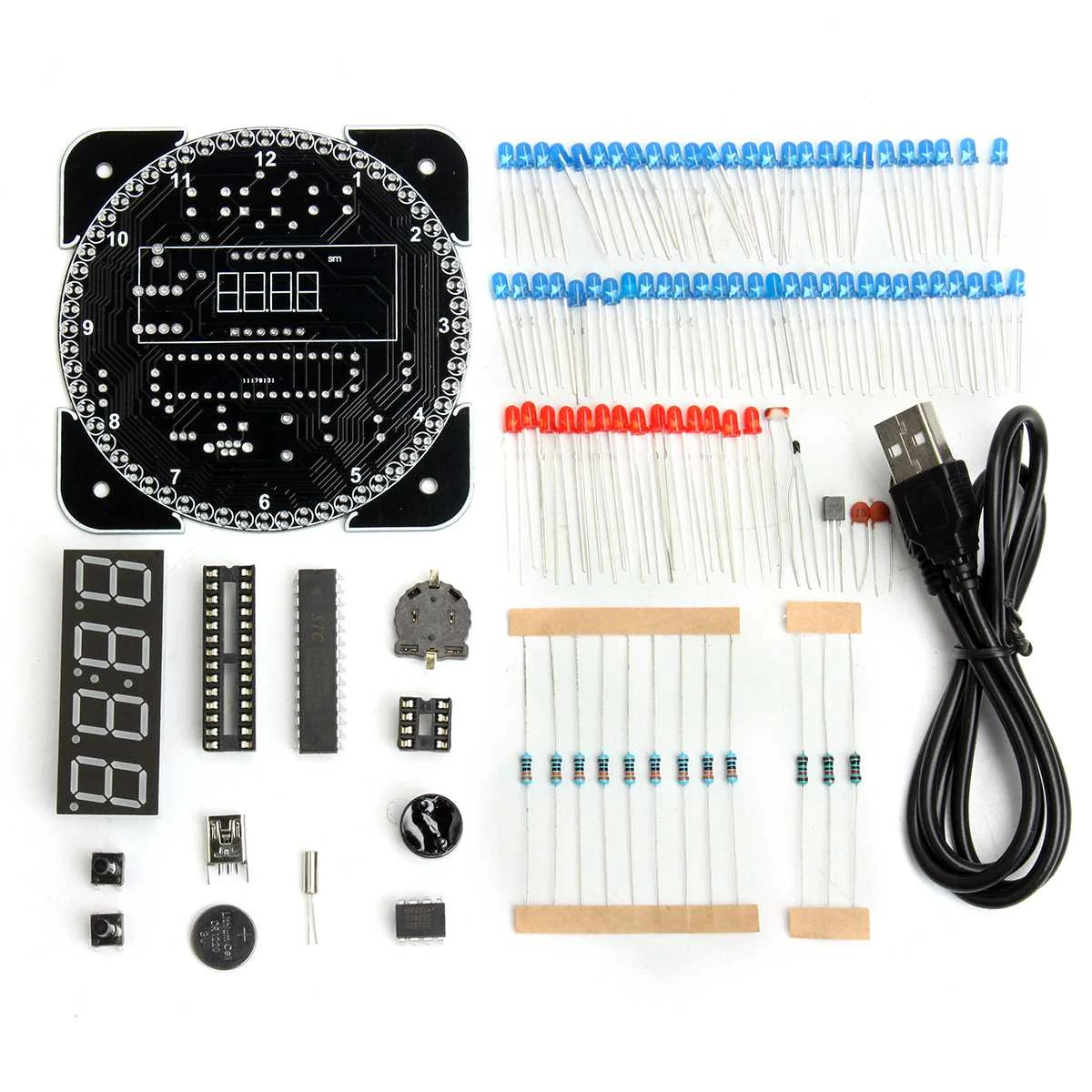 DIY светодиодный электронный цифровой будильник DS1302 вращающийся комплект 51 SCM обучающая доска 5 в xp Дата дисплей Принцип дизайн
