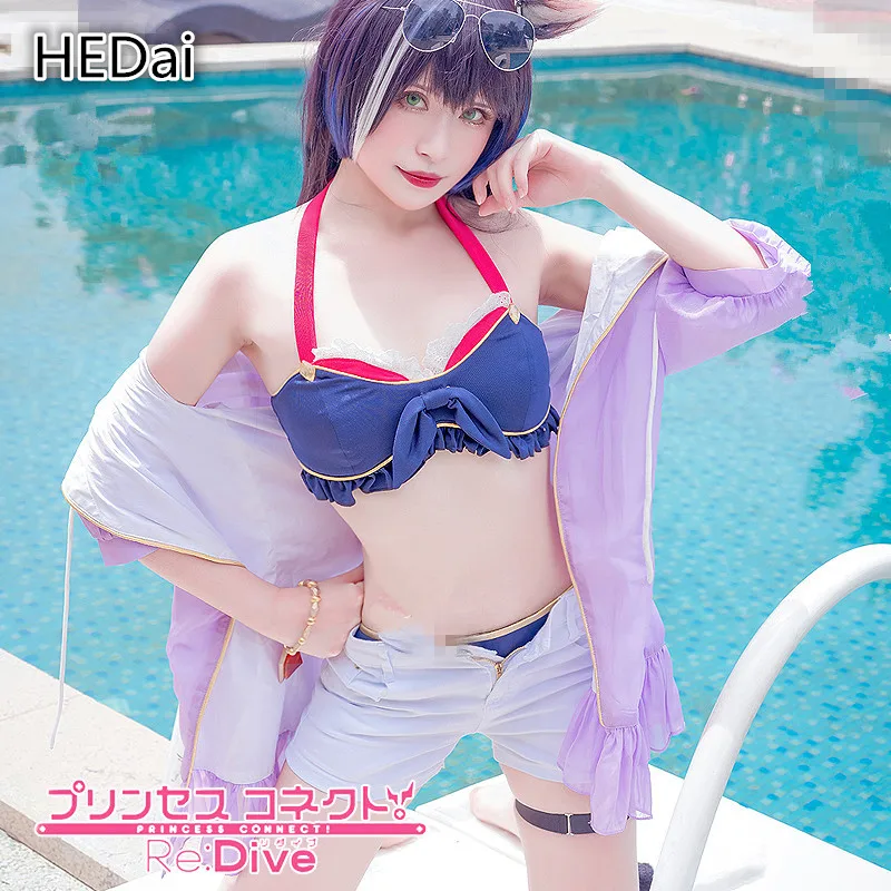 

Re:Dive Black cat Kyaru Cosplay Costume Woman Summer Sexy Bikini Swimsuits Game Cosplay Swimwear Clothes