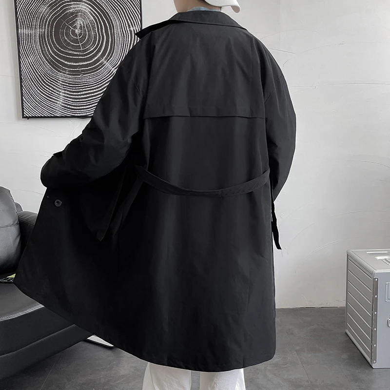 Тренч мужской однотонный в японском стиле свободная винтажная Повседневная