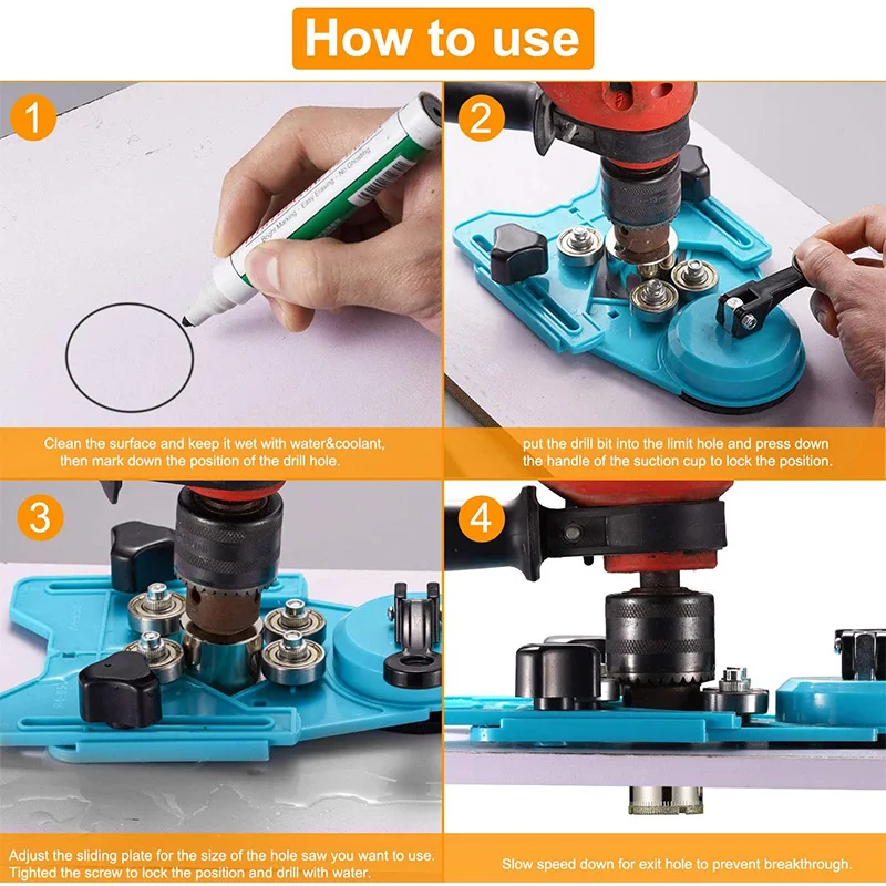 

Diamond Drill Bits, Hollow Drill Hole Saw Set, 10-Piece Tile Opener with Hole Saw Guidance Fixture, Suitable for Ceramic, Glass