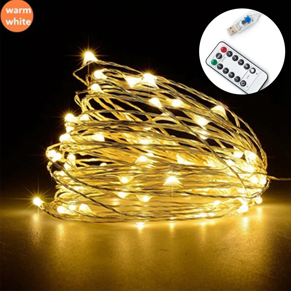 

5/10/20m LED String Lights Copper Wire Decorative Fairy Lights with Remote Control for Party Xmas Tree Home Decoration Lantern