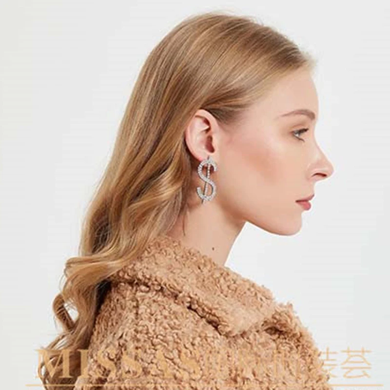 Женские длинные серьги Pauli Manfi блестящие стразы с подвеской в долларах модные