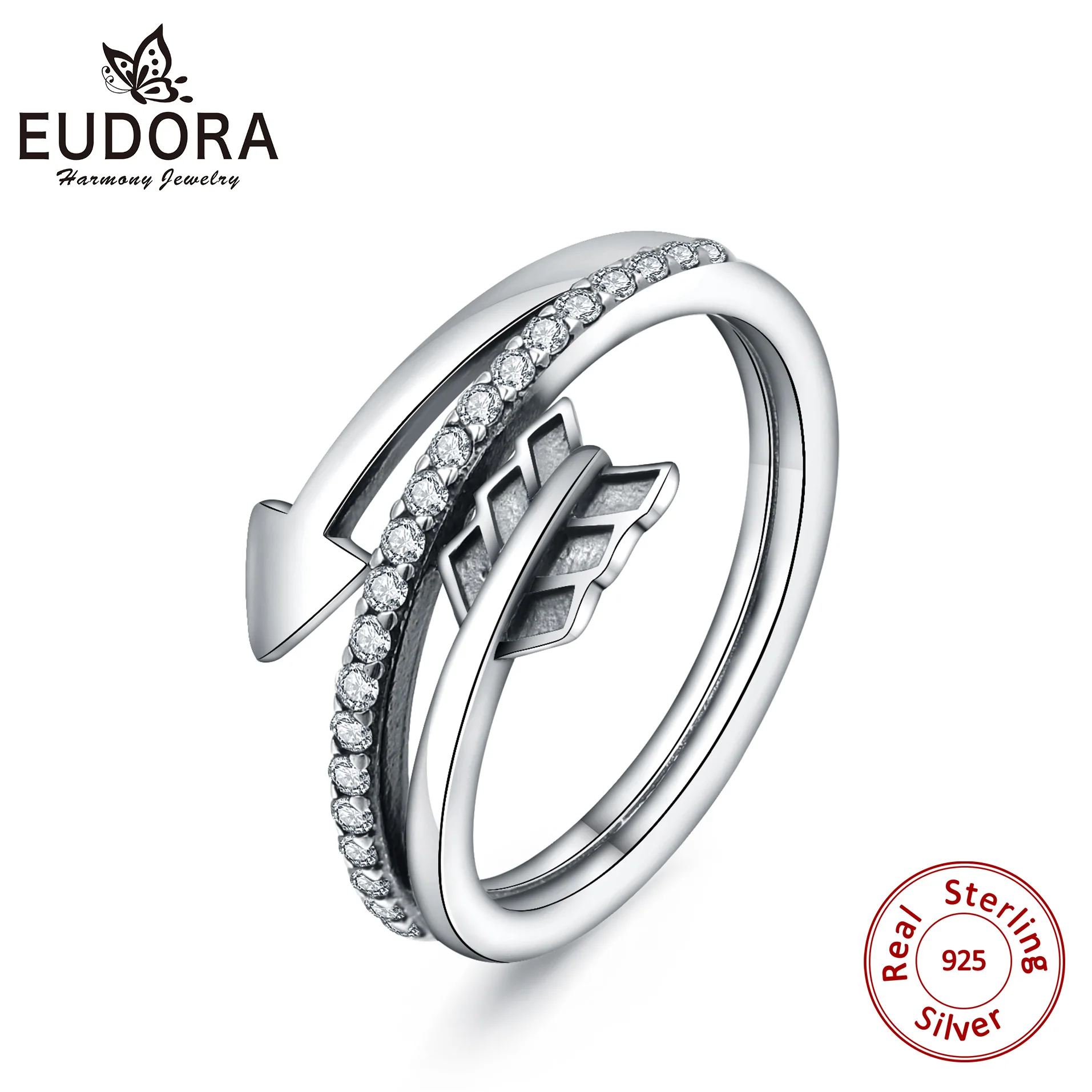 EUDORA 100% 925 пробы серебряные кольца для женщин Cupid Стрелка Дизайн Винтажные