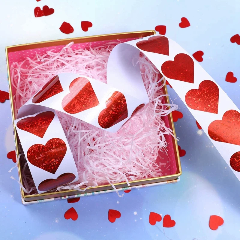 

500 Pieces Glitter Heart Stickers Valentine's Love Decorative Stickers Valentine's Day Decorations Accessories