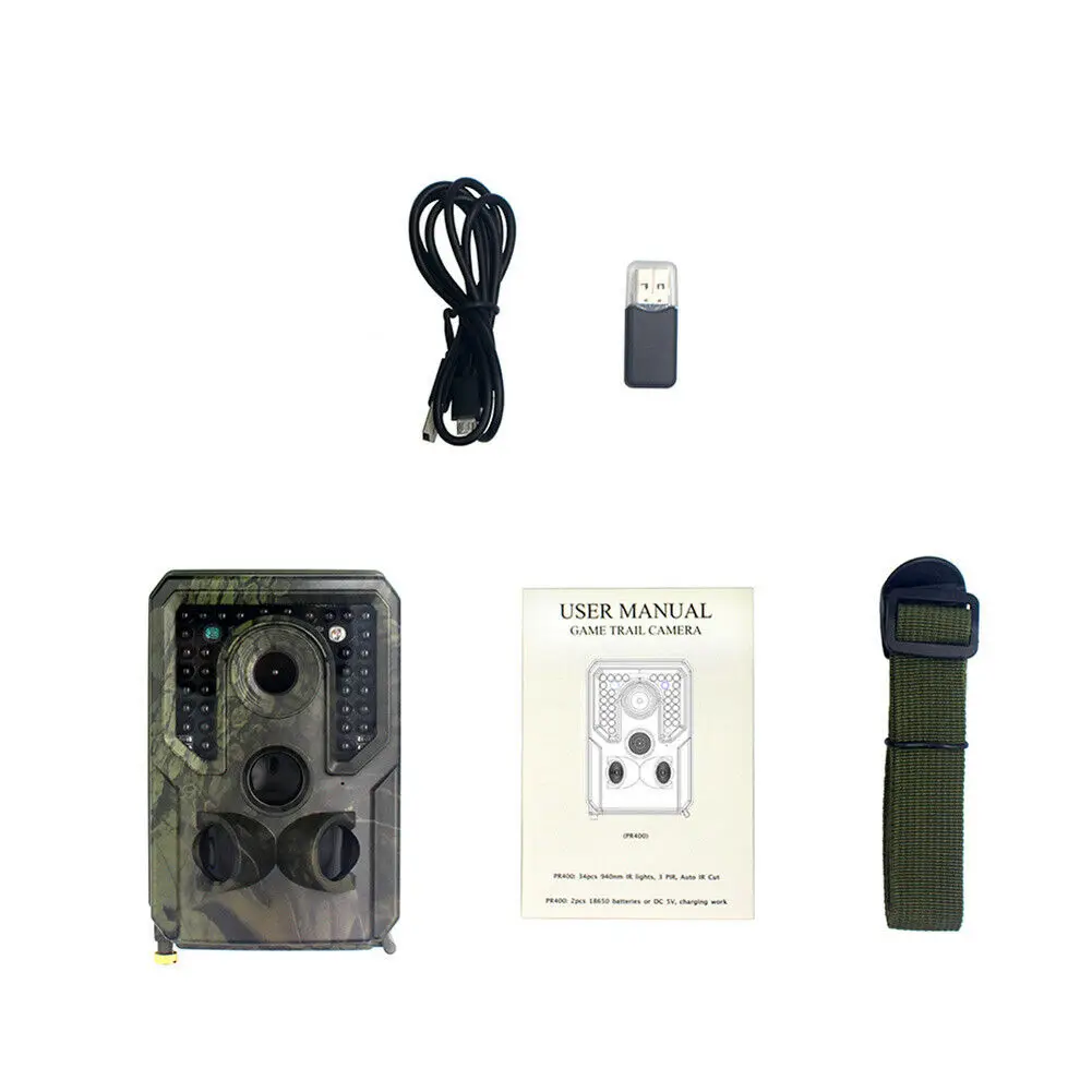 

Hunting Camera PR400C 1080P 12MP Outdoor Waterproof 34pcs 940nm Infrared Light Tracking Camera