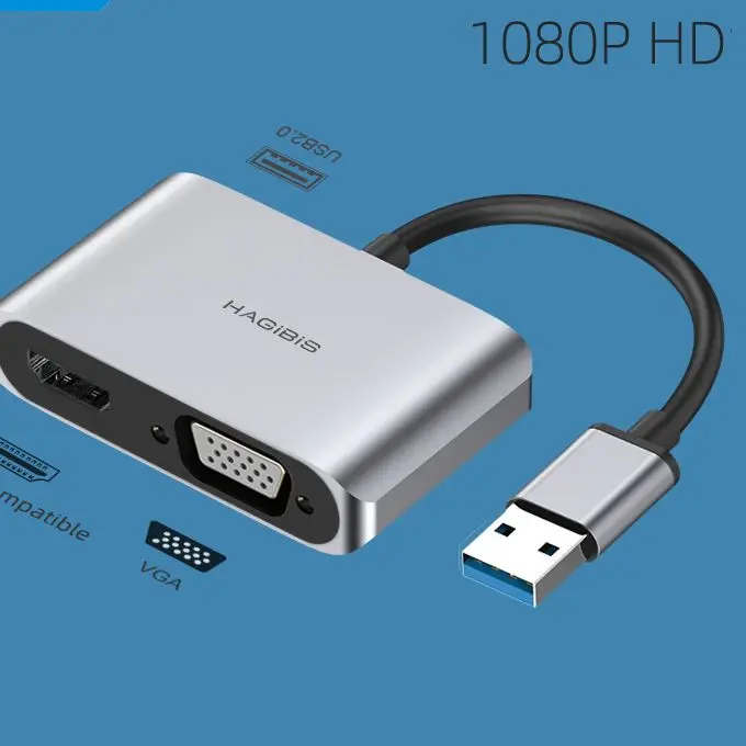 Адаптер VGA совместимый с USB 3 0 и HDMI Мультиэкран 4K HD 2 в 1 конвертер для Windows 7/8/10 OS |