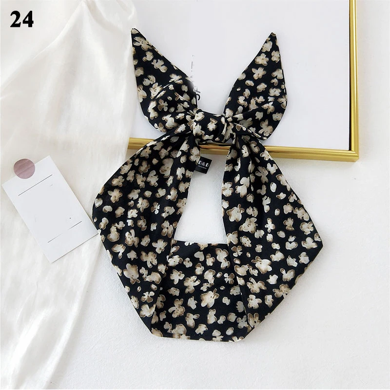 

DIY Tie Ribbon Streamers Thin Scarves Floral Print Long Skinny Hair Scarf Small Flower Narrow Long Scarf Bag Accessories Ribbon
