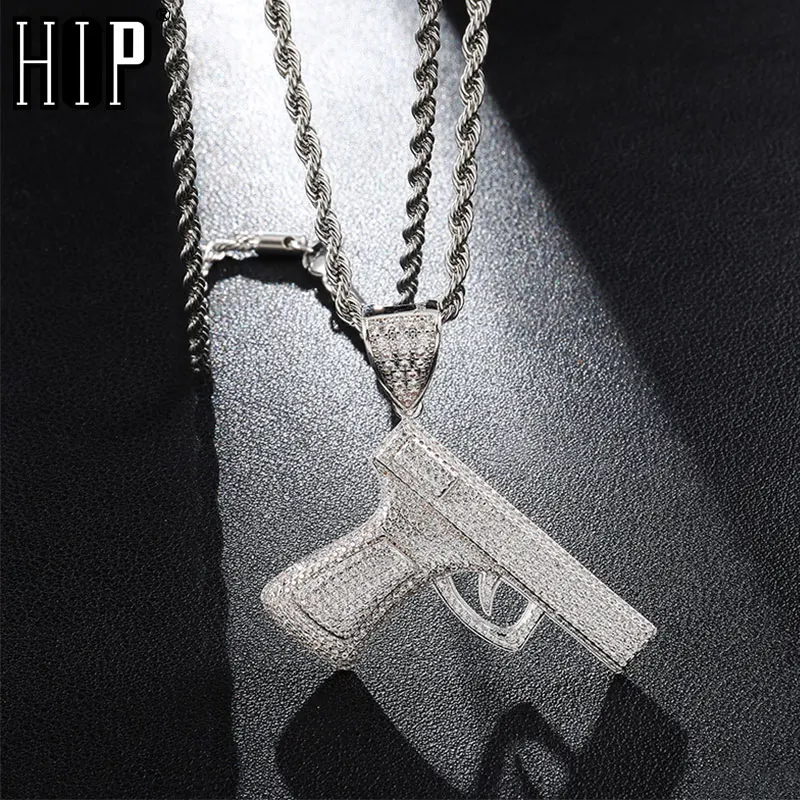 Ожерелье мужское медное в стиле хип хоп с кулоном из фианита|Ожерелья подвеской| |