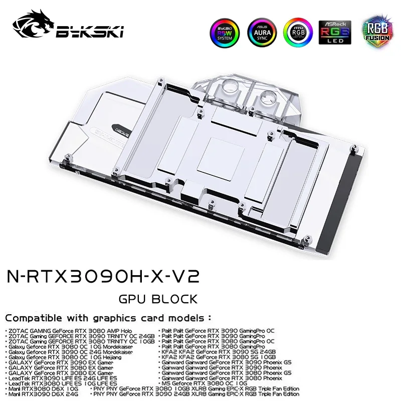 

Bykski N-RTX3090H-X-V2 PC Кулер Для Водяного Охлаждения видеокарты для NVIDIA RTX3080 RTX3090 Founder Edition