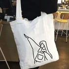 Холщовые сумки на плечо для женщин, женские сумочки в стиле Харадзюку, эстетичные модные тоуты для продуктов, складная многоразовая сумка для покупок