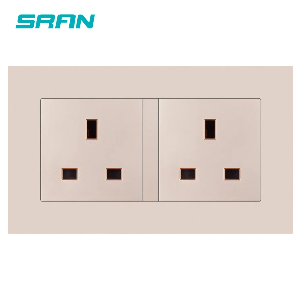 Настенная розетка SRAN uk дуплексная 13 а 250 В белая/черная/Золотая огнестойкая