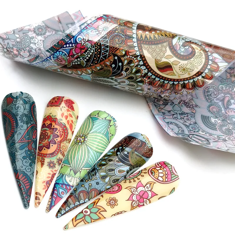 

5PCS Nail Foils Marble/Flower Series Pink Blue Foils Paper Nail Art Transfer Sticker Slide Nail Art Decals Nails Accessorie