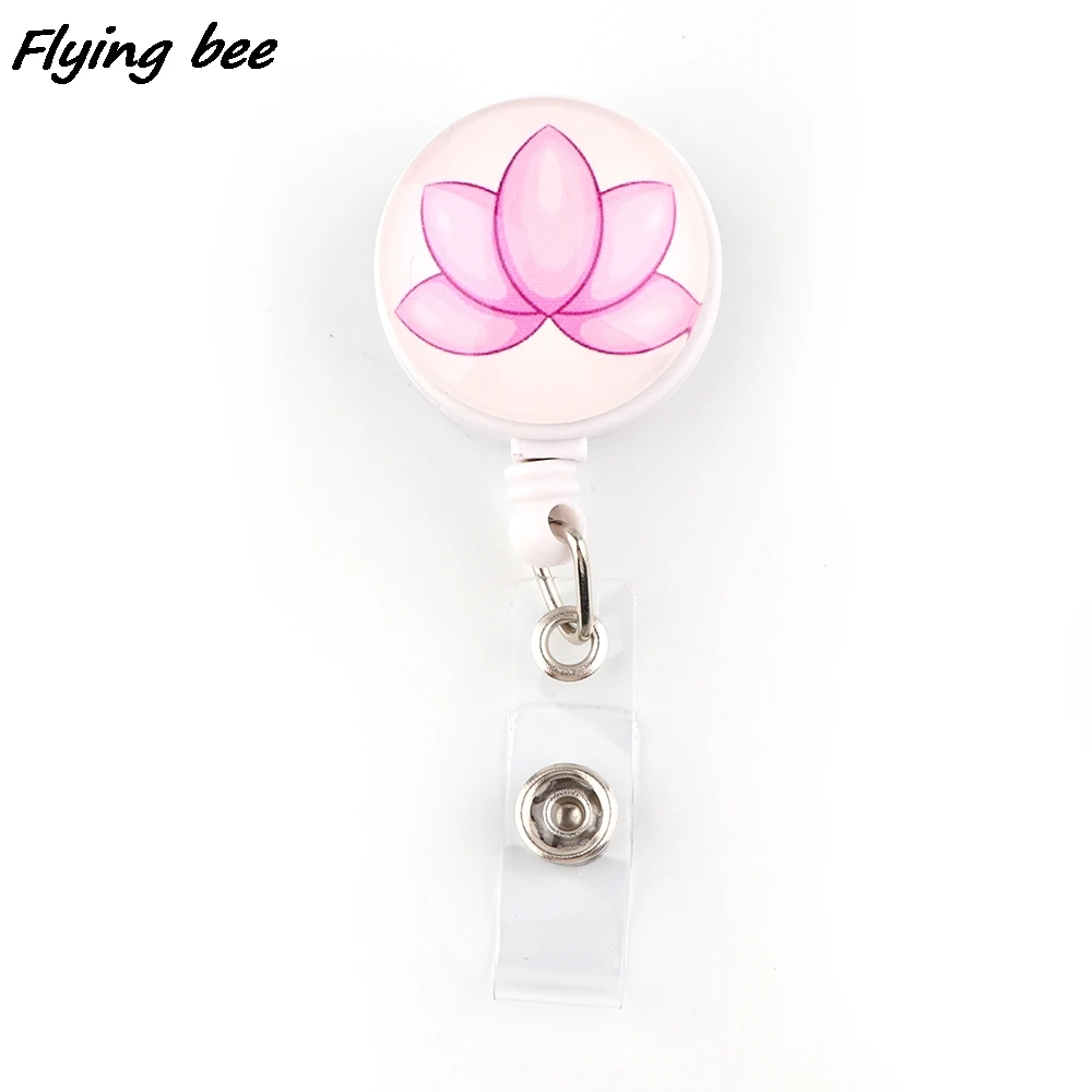 

X2061 1pcs Hot Sales Flowers Retractable Badge Reel Clip Student Friends Exquisite IC Card Fashion Badge Holder Jewelry