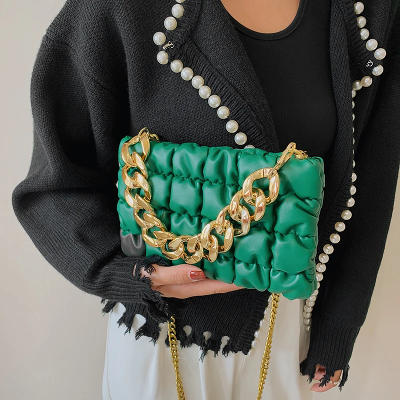 

Новые модные брендовые сумочки и кошельки, маленький клатч с зеленой цепочкой из искусственной кожи, сумка через плечо для женщин, зимний ко...