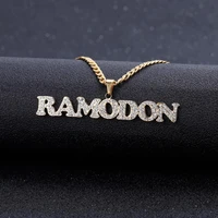 new custom personality name iced out letters pendant necklace mens charms zircon hip hop jewelry with cuban chain for women men
