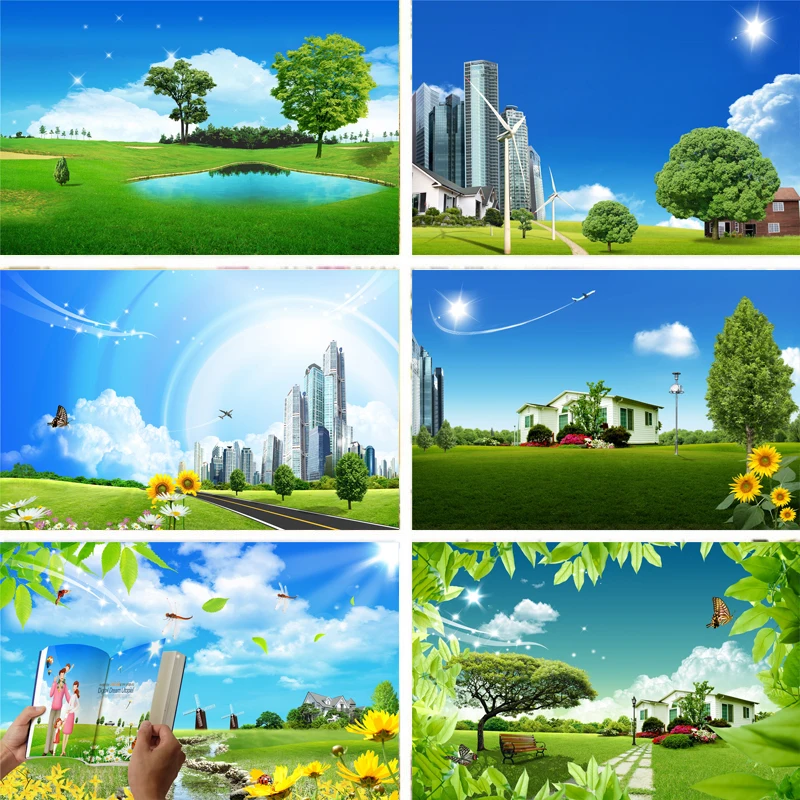 Nitree Виниловый фон для фотостудии природный пейзаж озеро ветряная мельница