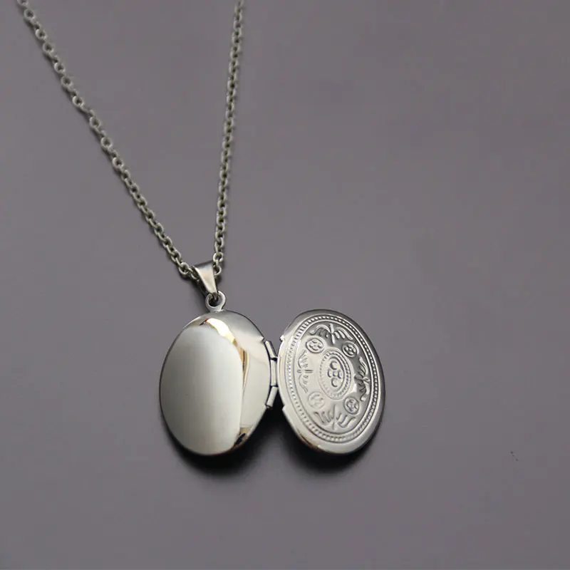 1 шт. Овальный Кулон фоторамка в виде цветка ожерелье из нержавеющей стали