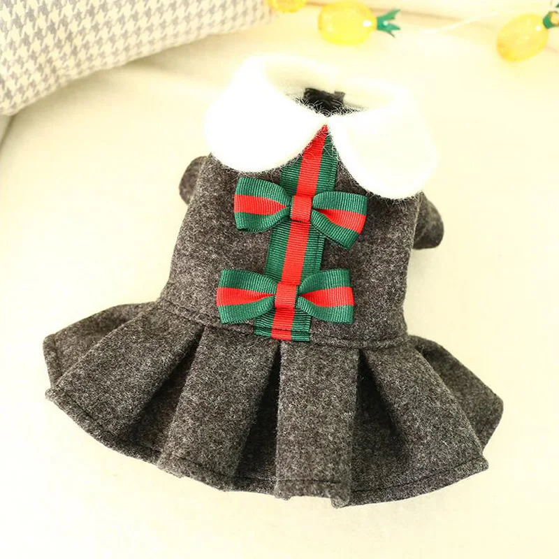 Petcircle/новое платье принцессы собак в школьном стиле темно-серая шерстяная юбка