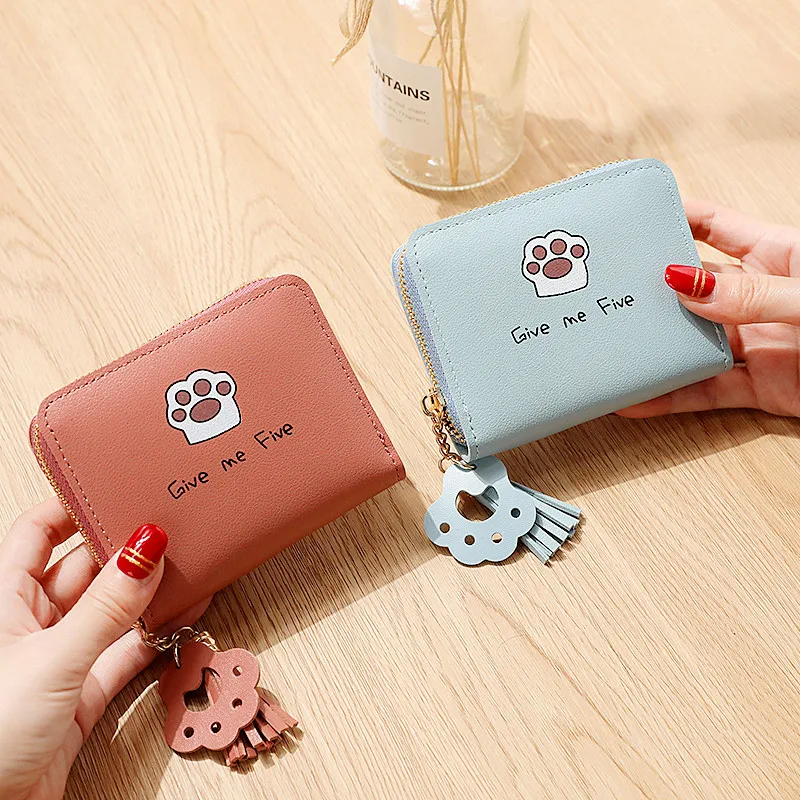 

Women cute cat wallet small zipper girl wallet brand designed pu leather women coin purse female card holder wallet
