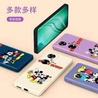 love mickey minnie couple for huawei p50 p40 p30 p20 lite pro p smart z pro plus 2021 2019 liquid silicone soft phone case