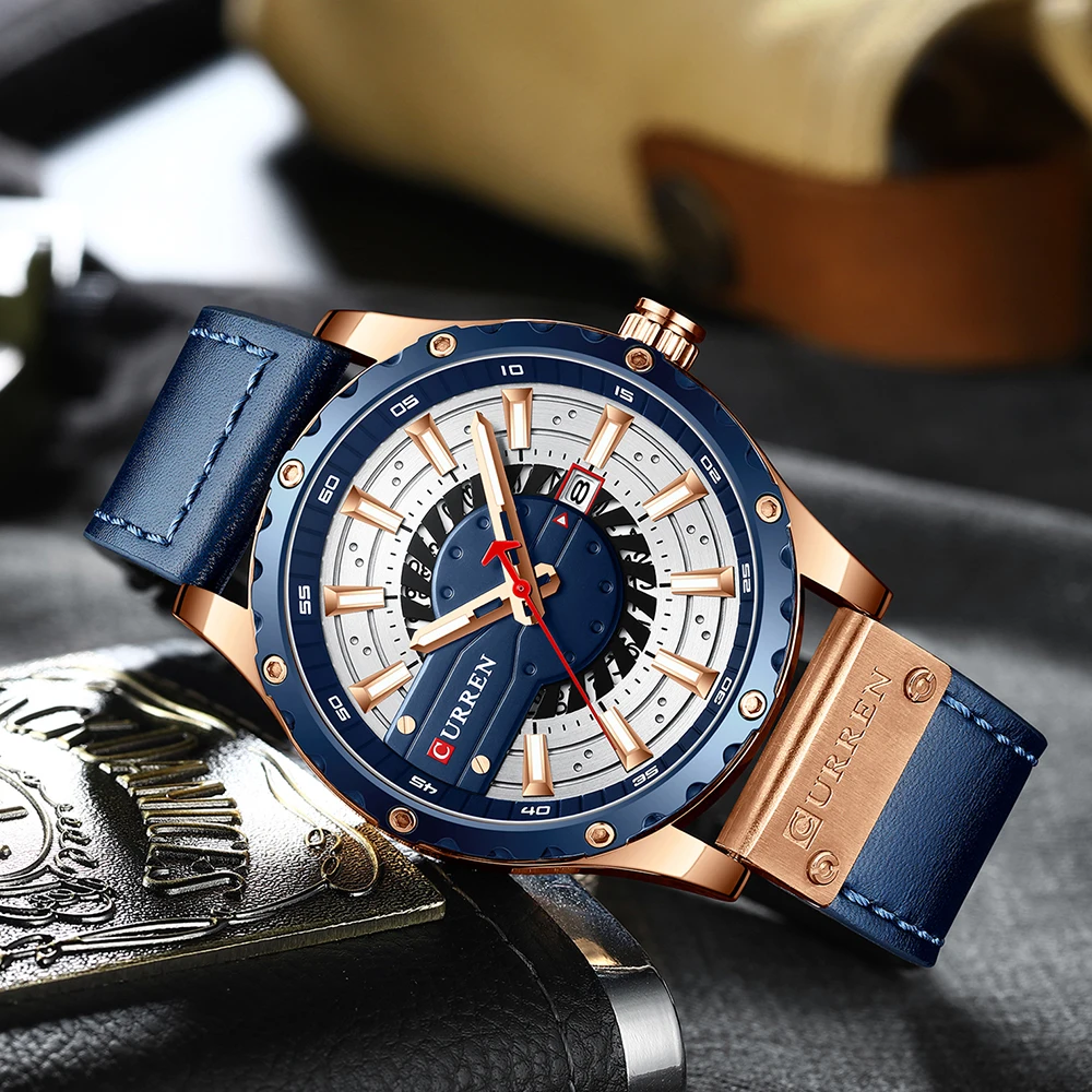 

CURREN New Mens Watches Top Luxury Brand Sport Quartz Watch Men Waterproof Wristwatch Leather Date reloj hombre