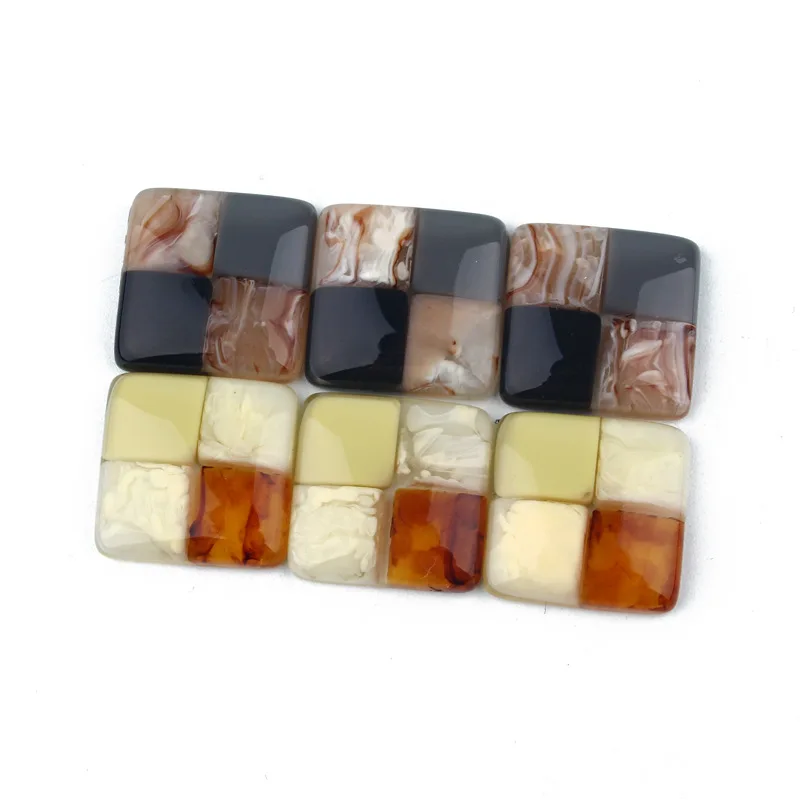 5 шт милые Квадратные решетки серьги гвоздики из полимерной смолы фурнитура