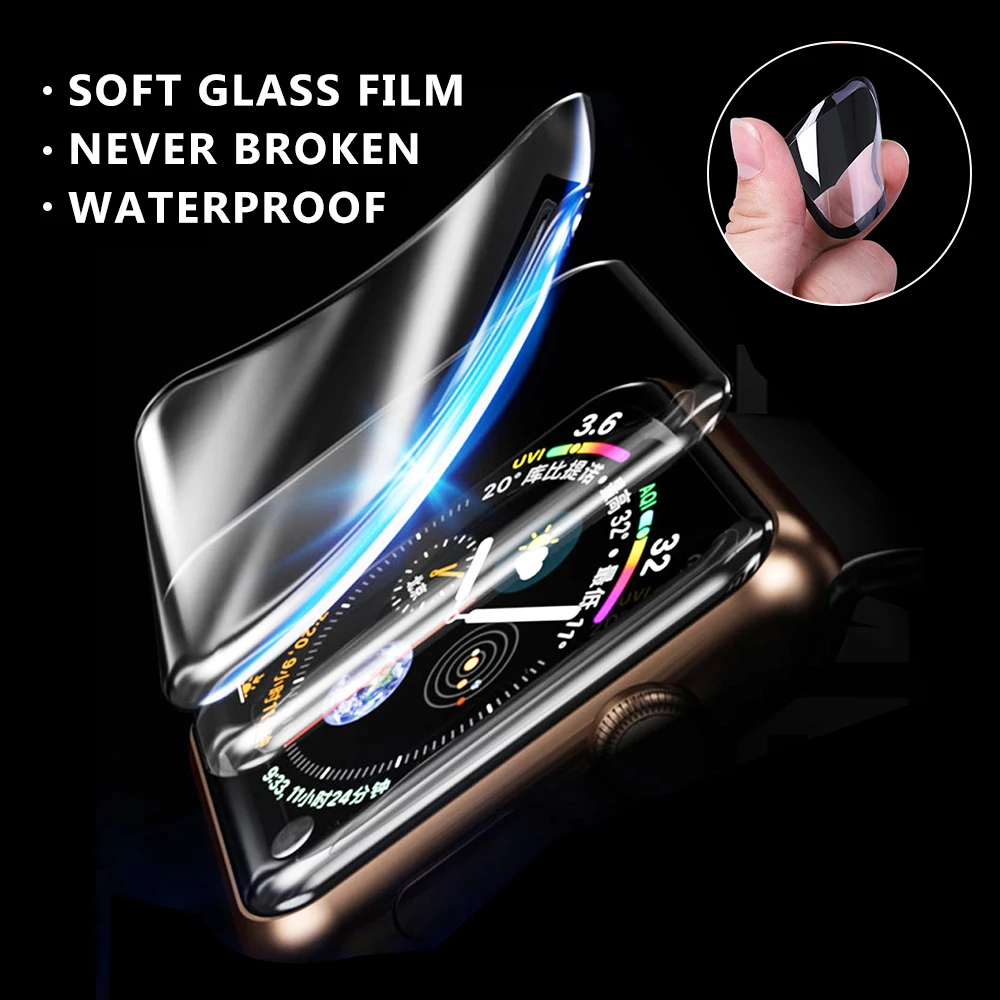 

3D Full Cover Not Tempered Glass for Apple Watch 6 SE 5 4 40mm 44mm Band Cover For Apple iwatch Series 3 2 1 38mm 42mm Protector