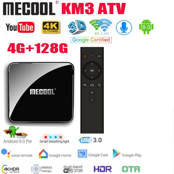 MECOOL KM3 в ТВ 10 шт. Android 9 0 Google Сертифицированный коробка 4 Гб 64 Amlogic S905X2 4K 2 4G 5G