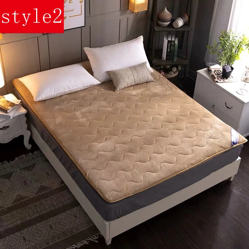 comfortable Soft Fold Tatami Mattress Adults single double Topper Thick Warm Flannel with straps | Мебель