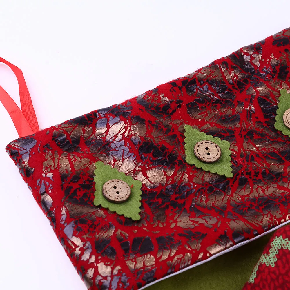 Большой Рождественский чулок носки Санта-Клауса клетчатая Мешковина подарочная