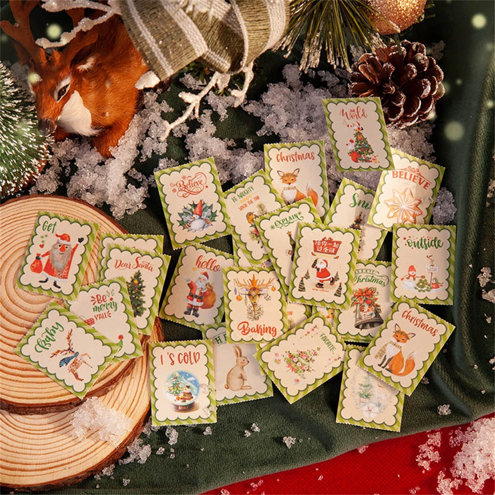 30pcs/Set Christmas Adventure Series Long Strip And Paper Sticker Book Notepad Scrapbooking Decorative Stickers DIY Craft | Канцтовары