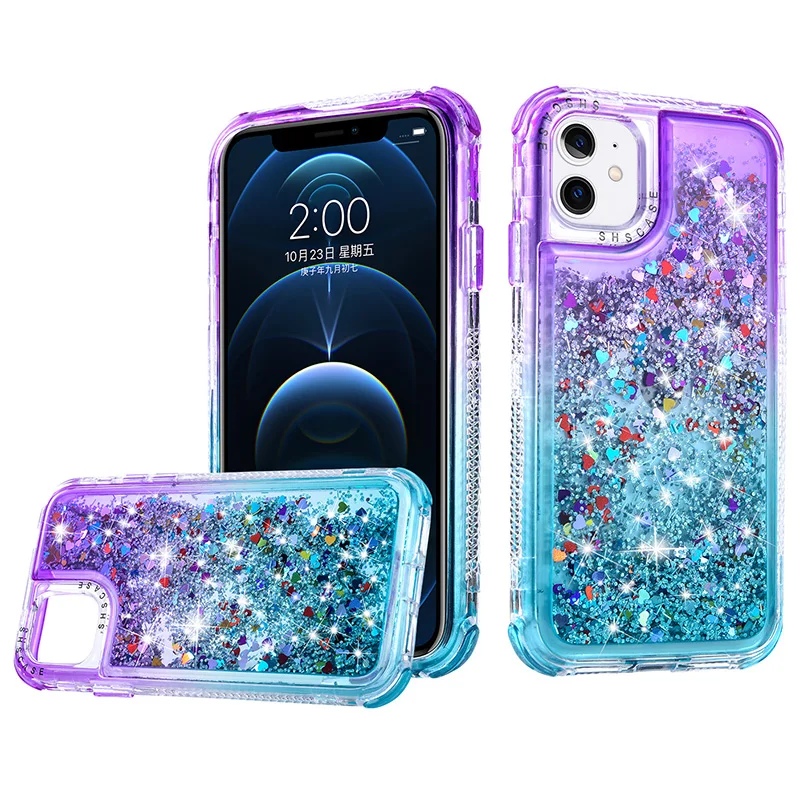 

Блестящий градиентный прозрачный противоударный чехол для телефона iPhone 13 11 12 Pro Max XS Max X 7 8 Plus 11 12 Pro, блестящий чехол-бампер