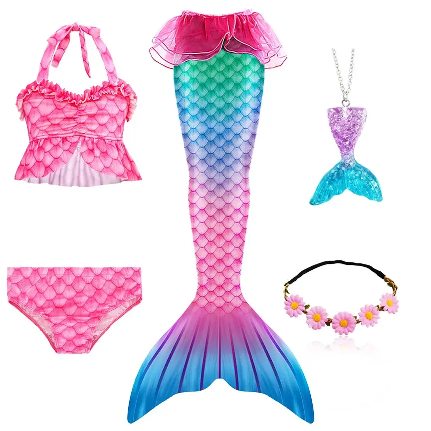 Купальник для девочек с хвостом Русалочки пляжная одежда плавания купальник