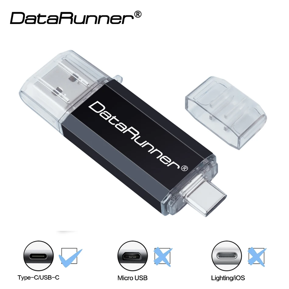 Горячая Распродажа USB флеш накопитель DataRunner type C 32 Гб 64 OTG 16 128 ГБ 256 Флешка 2 в 1 3 0