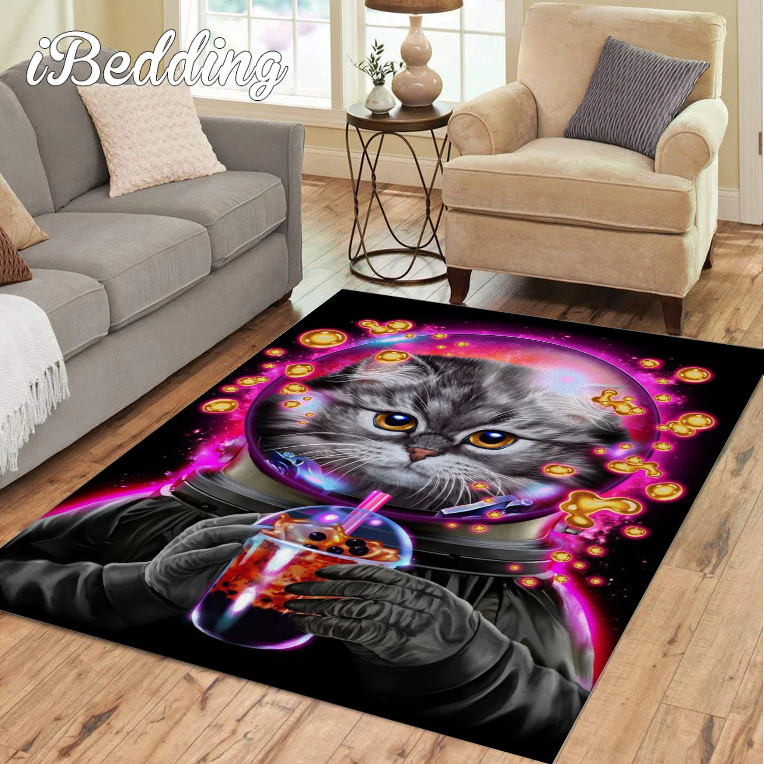 Коврик с 3D рисунком космонавта кота пузырьков чая мультяшный детский игровой