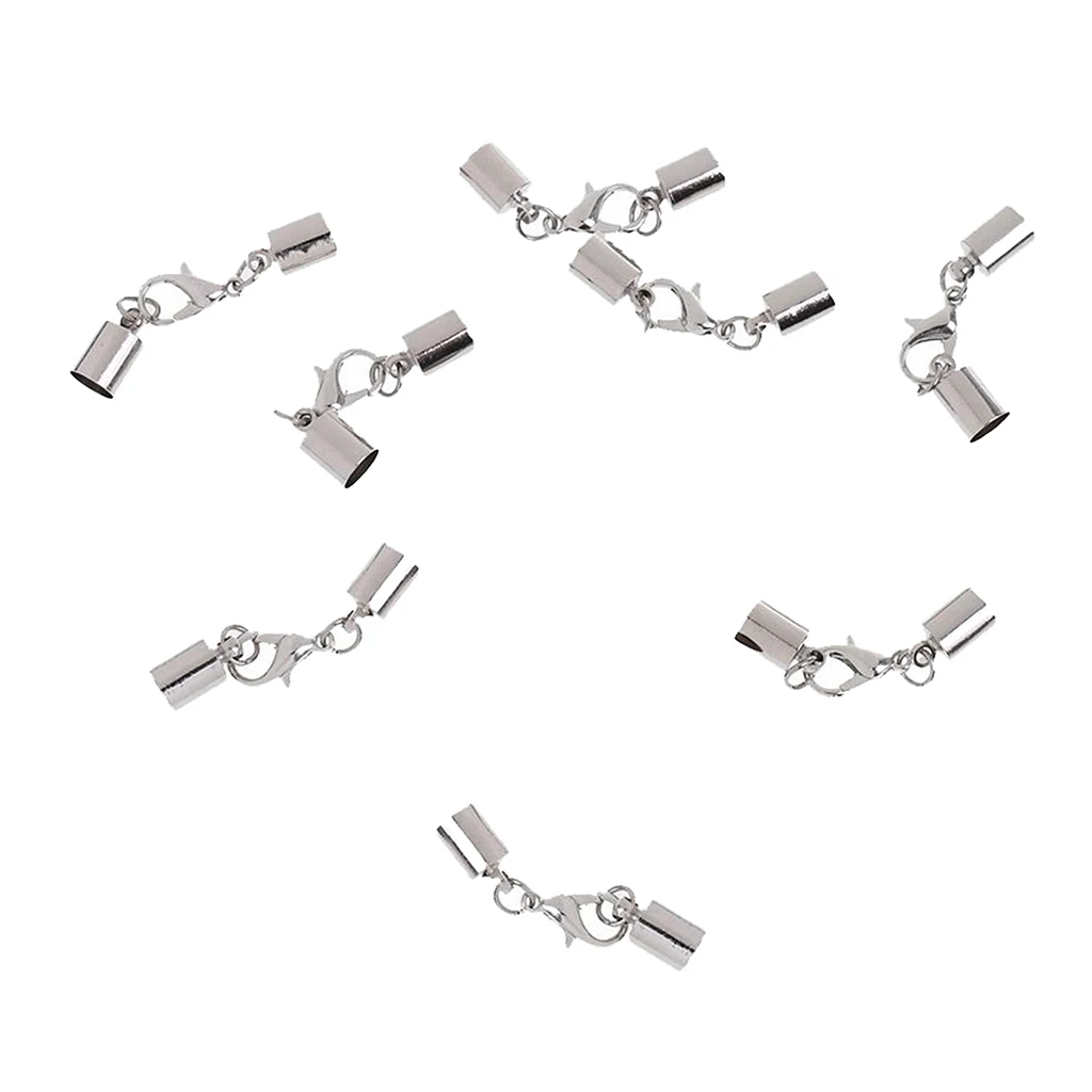 8 шт. металлический кожаный шнур Kumihimo Торцевая крышка с застежкой Лобстер