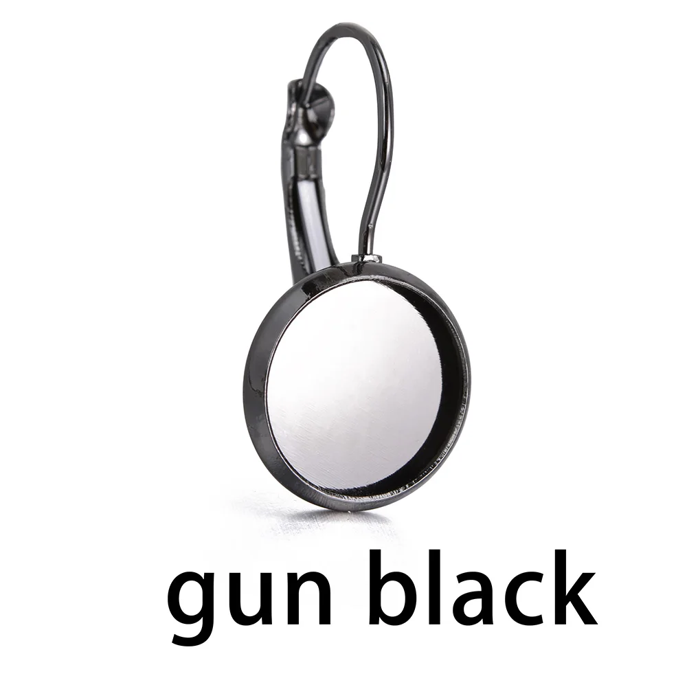 gun black 20 шт. подходит 12 мм Камея Стекло Кабошон ободок Французский рычаг нержавеющая сталь цвет пустой База серьги Назад для DIY ювелирных изделий - Цвет: gun black