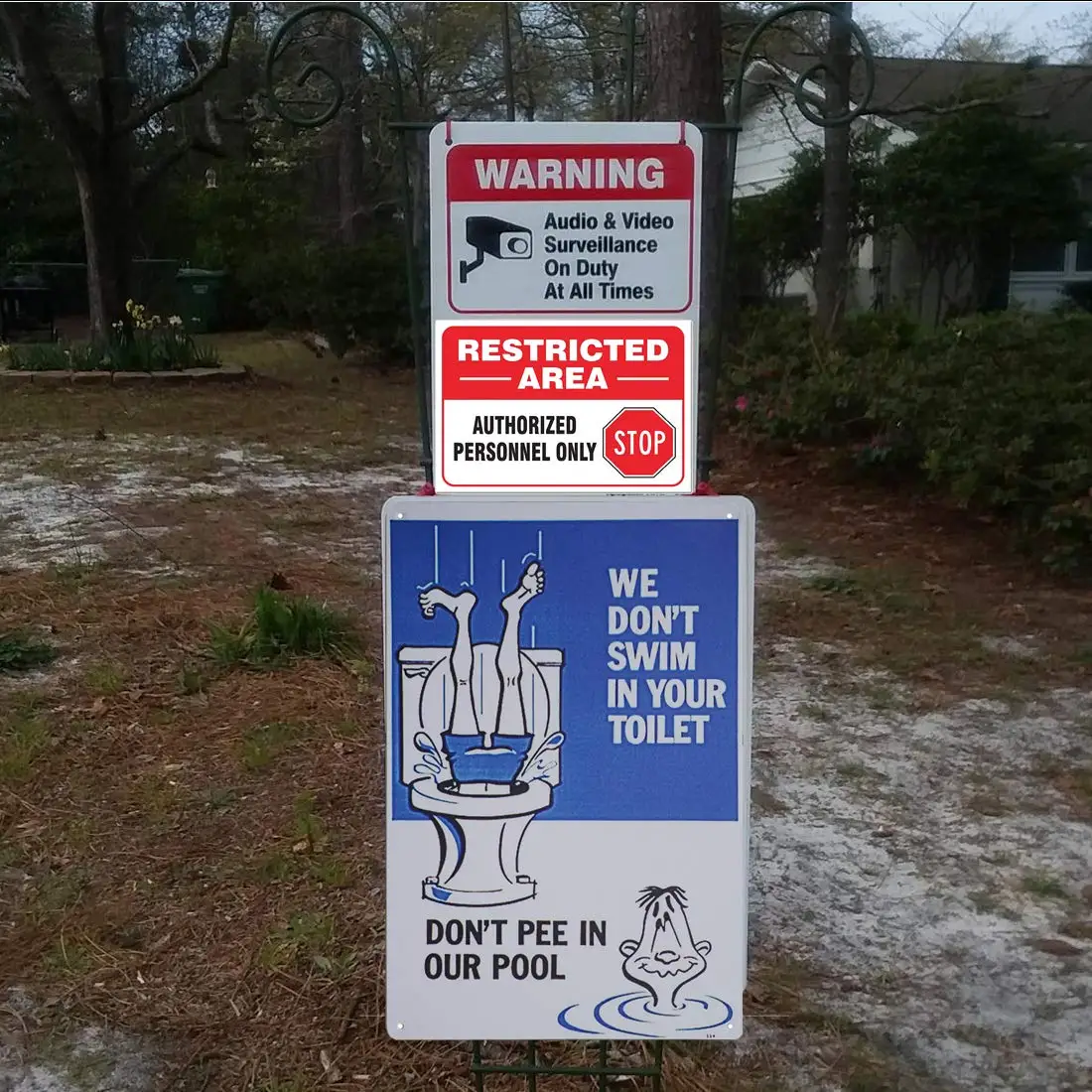

Swimming Pool Wall Decoration Metal Tin Logo We Don't Swim In Your Toilet Don't Pee In Pur Pool Metal Decorative Plate 20x30cm