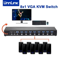 unnlink 8x1 vga kvm switch 1080p switcher converter 8 computer laptor share 1 monitor 3 usb 2 0 for mouse keyboard printer