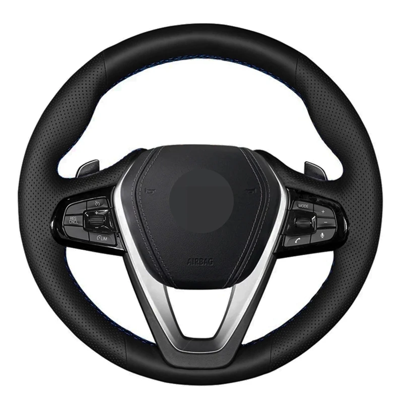 

Car Steering Wheel Cover DIY Black Soft Genuine Leather For BMW G20 G30 G31 530i 540i 530e G32 G11 G12 X3 X4 X5 X7 2017-2019
