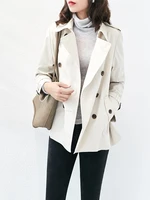 women trench coat classic spring double breasted solid color short trench outerwear 2020 new arrival