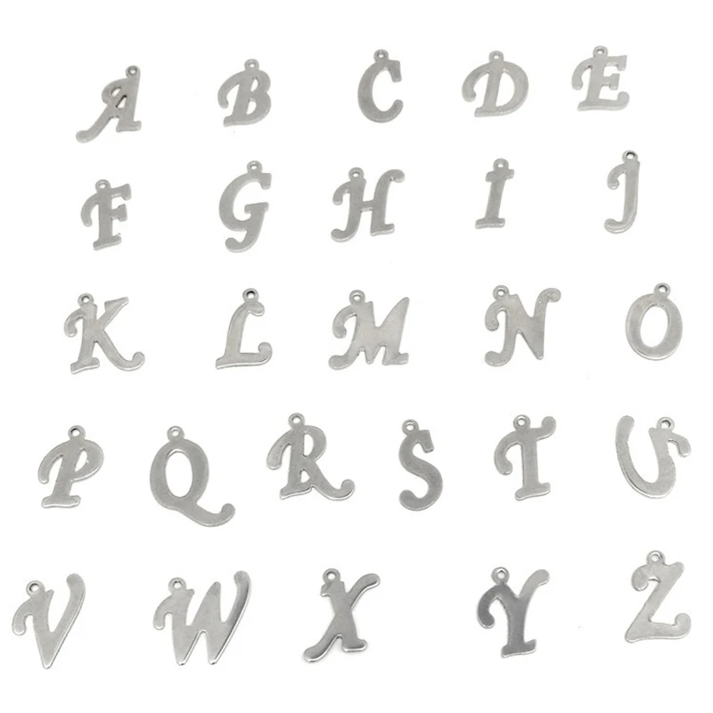 A Z из нержавеющей стали на выбор английские буквы шармы штамповка мини ювелирные