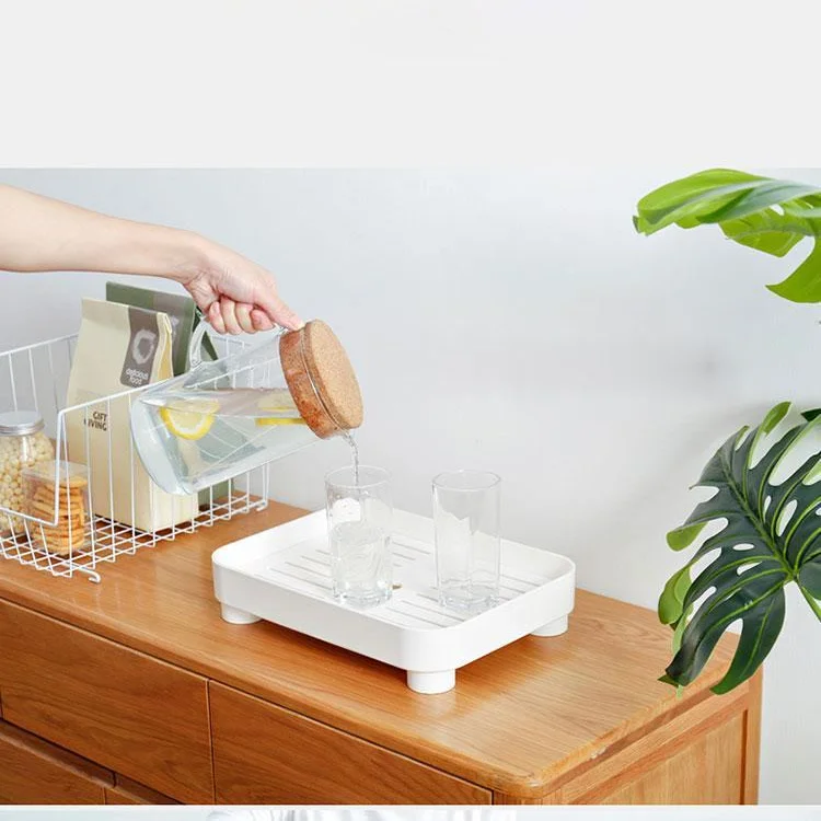 

Small Simple Tea Tray Plastic Creative White Tea Table Tray Drain Japanese Style Bandeja Decorativa Household Tools DI50CP