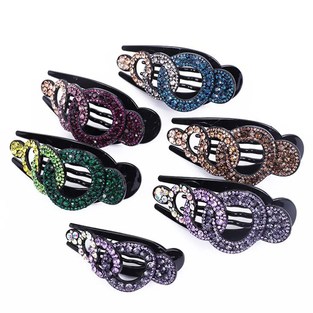 

1PC Vintage Hair Clips Rhinestone Resin Duckbill Hair Claws Shinning Hairpin Ponytail Headwear Hairgrip Women Hair Accessories
