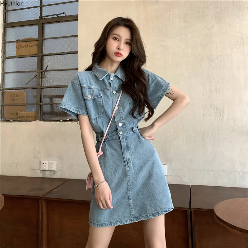 

Women's Dress Fashion Casual Dresses Short Sleeve Polo Collar Solid Color Summer New Korean Thin Large Size