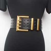 womens runway fashion genuine leather gold buckle cummerbunds female dress corsets waistband belts decoration wide belt r1520